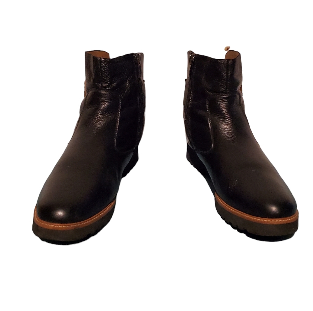 Franco Sarto Sleek Black Leather Zip-Up Moto Ankle Boots Women's Size 9.5M - Picture 4 of 9